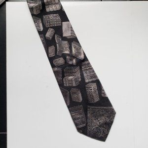 Moschino Men's Black & Gray Print Silk Tie